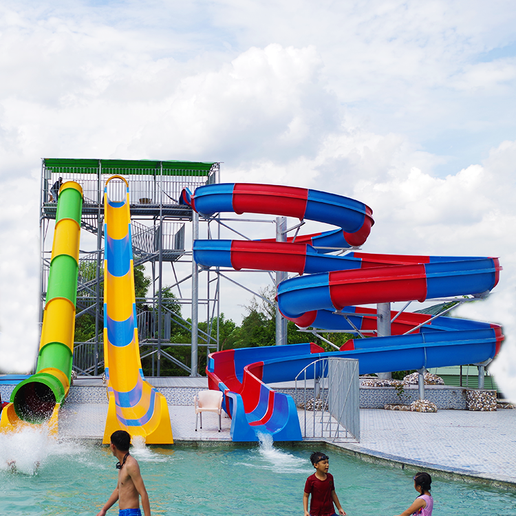 combination water slide-- open and closed spiral water Slide